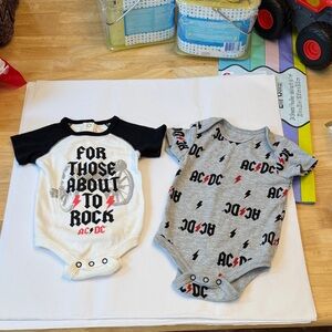 AC/DC  babies Onesie Set - Black and Gray, white, clean as shown